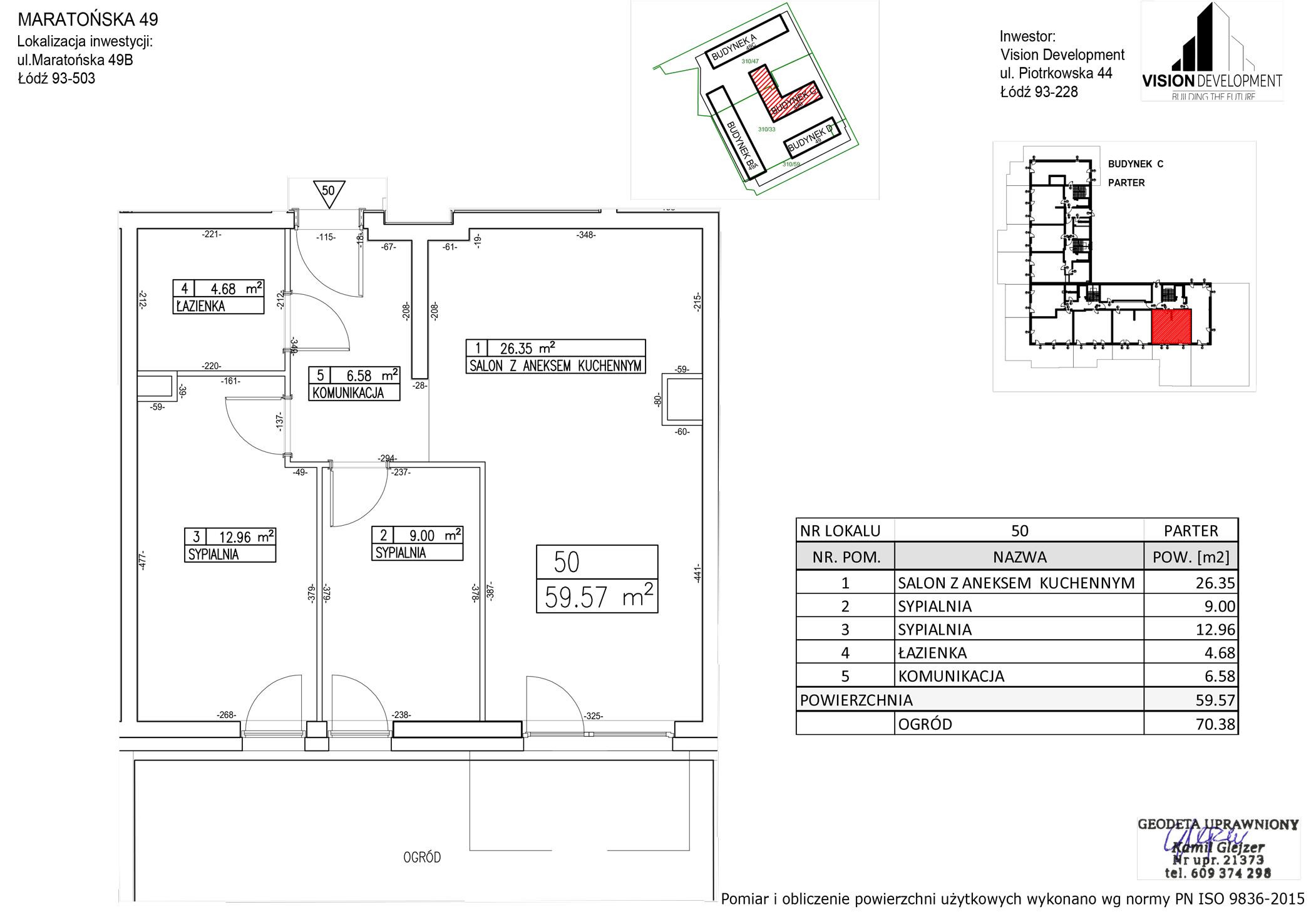 Widok mieszkania rzut